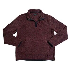 Banana Republic Arctic Fleece Zip Pullover Mens Medium Pockets Maroon Sweater